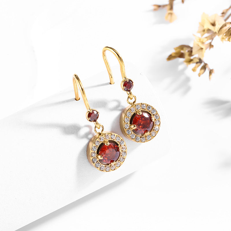 Wholesale 18K Stainless Steel Double Layer Light Luxury Micro Inlaid Zircon Earrings ACC-ES-LianYi001