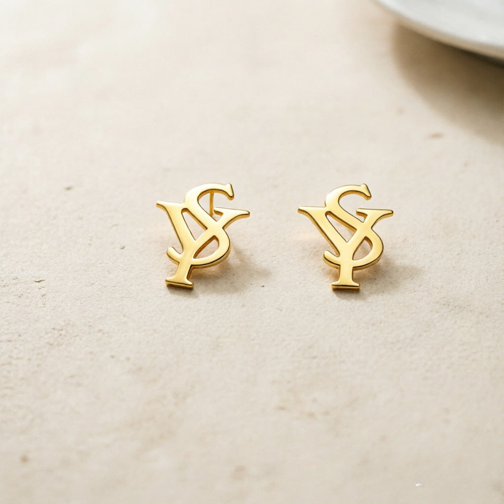 Wholesale Letter Earrings Stainless Steel Gold Plated Jewelry Accessory Gift