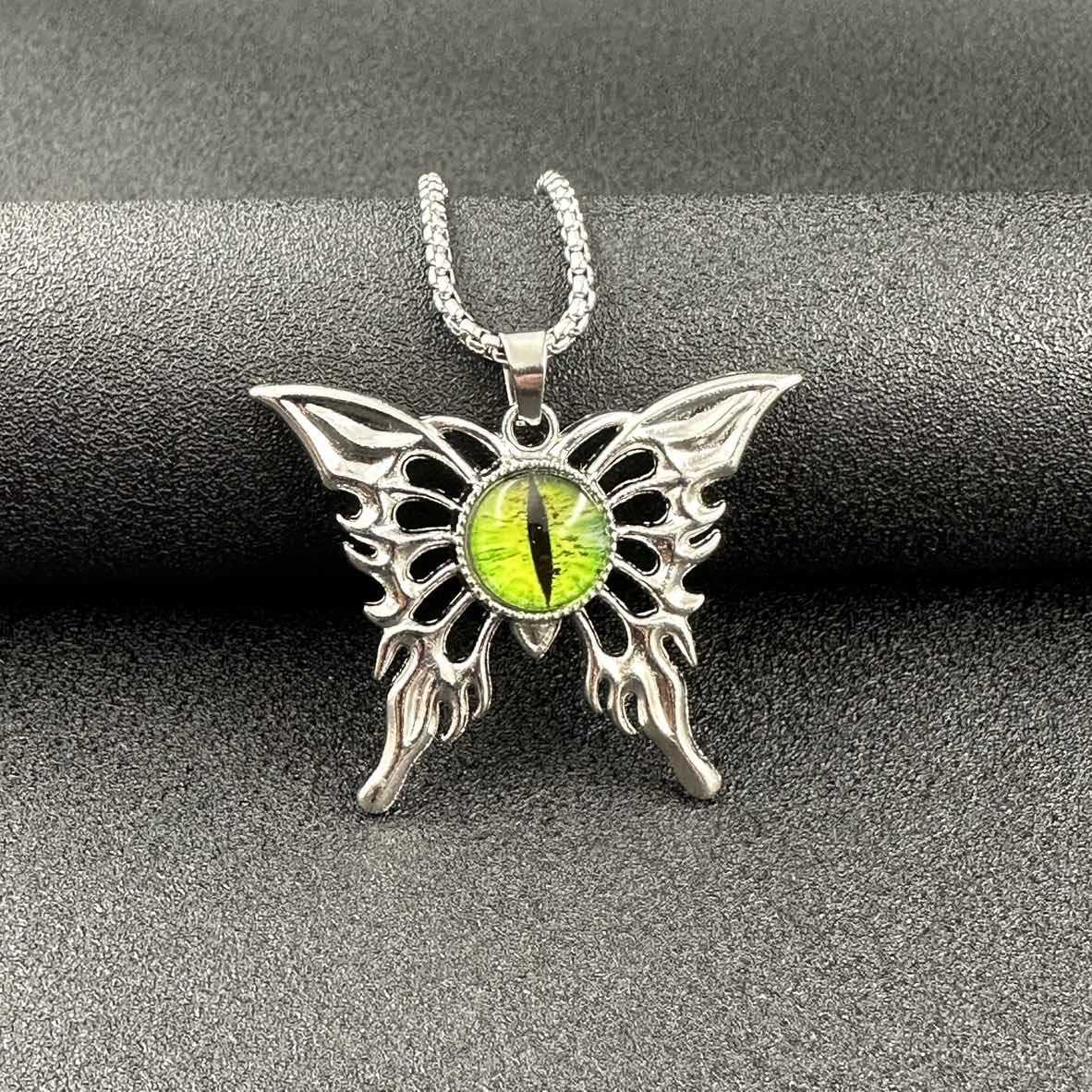 Wholesale Retro Devil' s Eye Butterfly Pendant Necklace for Men,  Zinc Alloy,  Boutique Resale