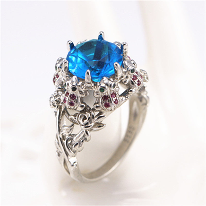 Wholesale Gothic Frog Sapphire Ring Trendy Couple Gift Fashion Accessory