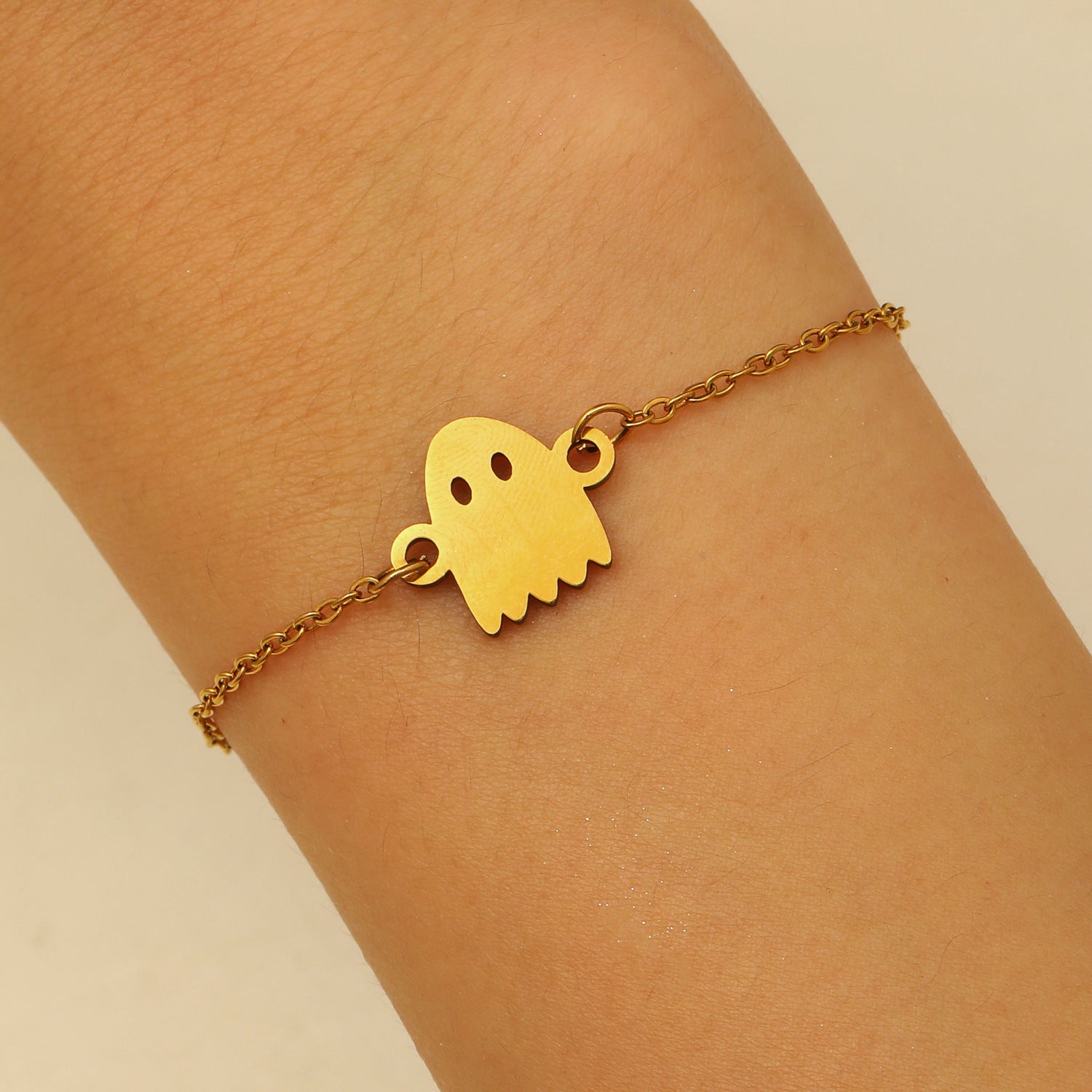 Wholesale  Ghost Skull Couple Bracelet Stainless Steel Gold Plated Fashion Jewelry Accessory
