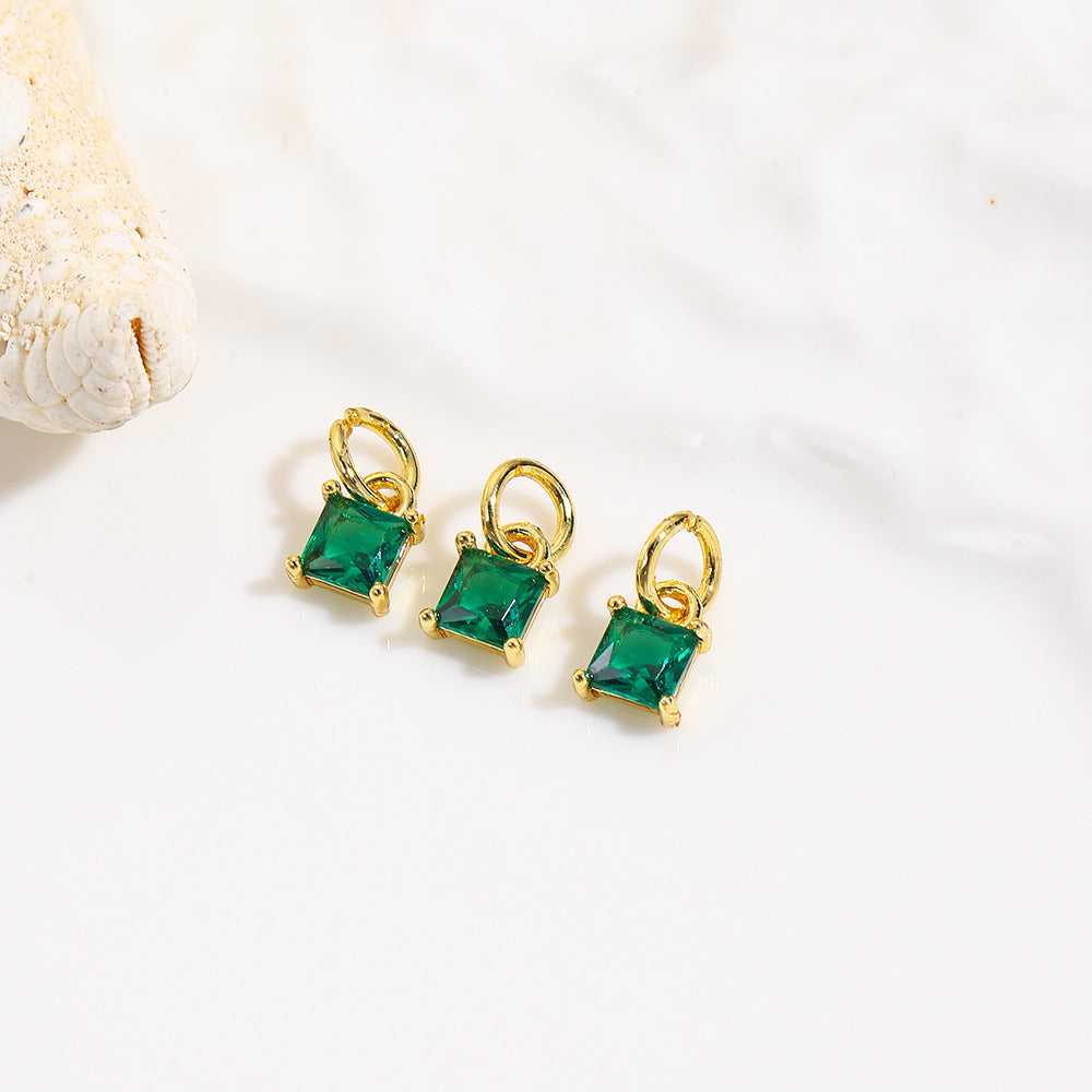 Wholesale Geometric square colored zircon small pendant