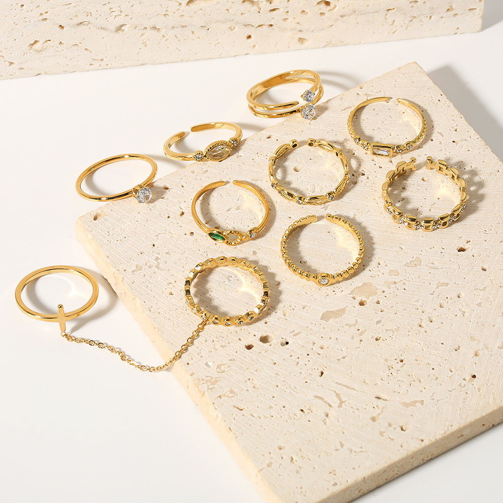 Wholesale Vintage Open Zircon Inlaid Stainless Steel Rings ACC-RS-XinY013