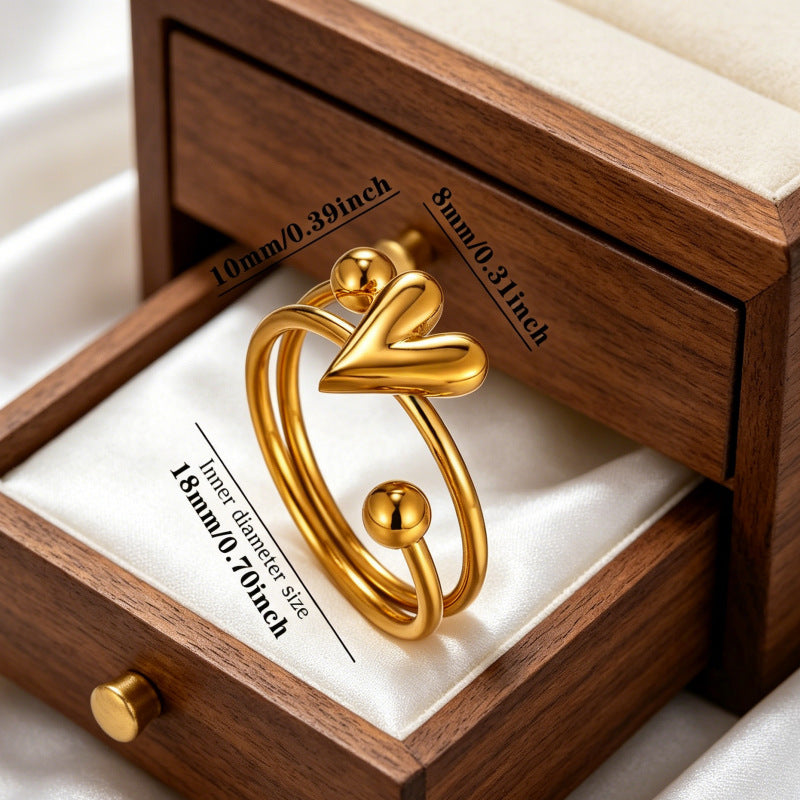 Wholesale Oil Drop Heart Crown Ring Stainless Steel Fashion Accessory Gift