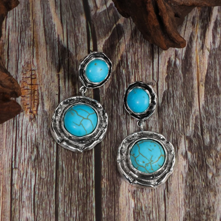 Wholesale Bohemian Vintage Ethnic Style Turquoise Earrings ACC-ES-JunJie003