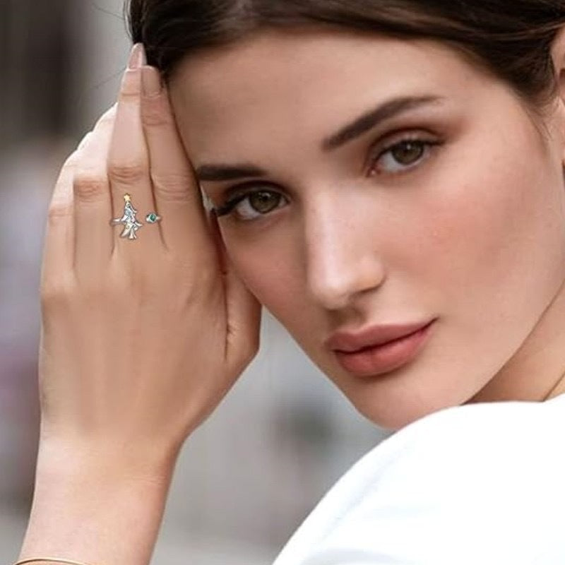 Wholesale diamond ring Christmas tree design opening adjustable ring