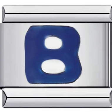 Wholesale 10pcs Italian Charm Bracelet 9mm DIY Splicing Removable Blue English Letters Stainless Steel Composable Bracelet