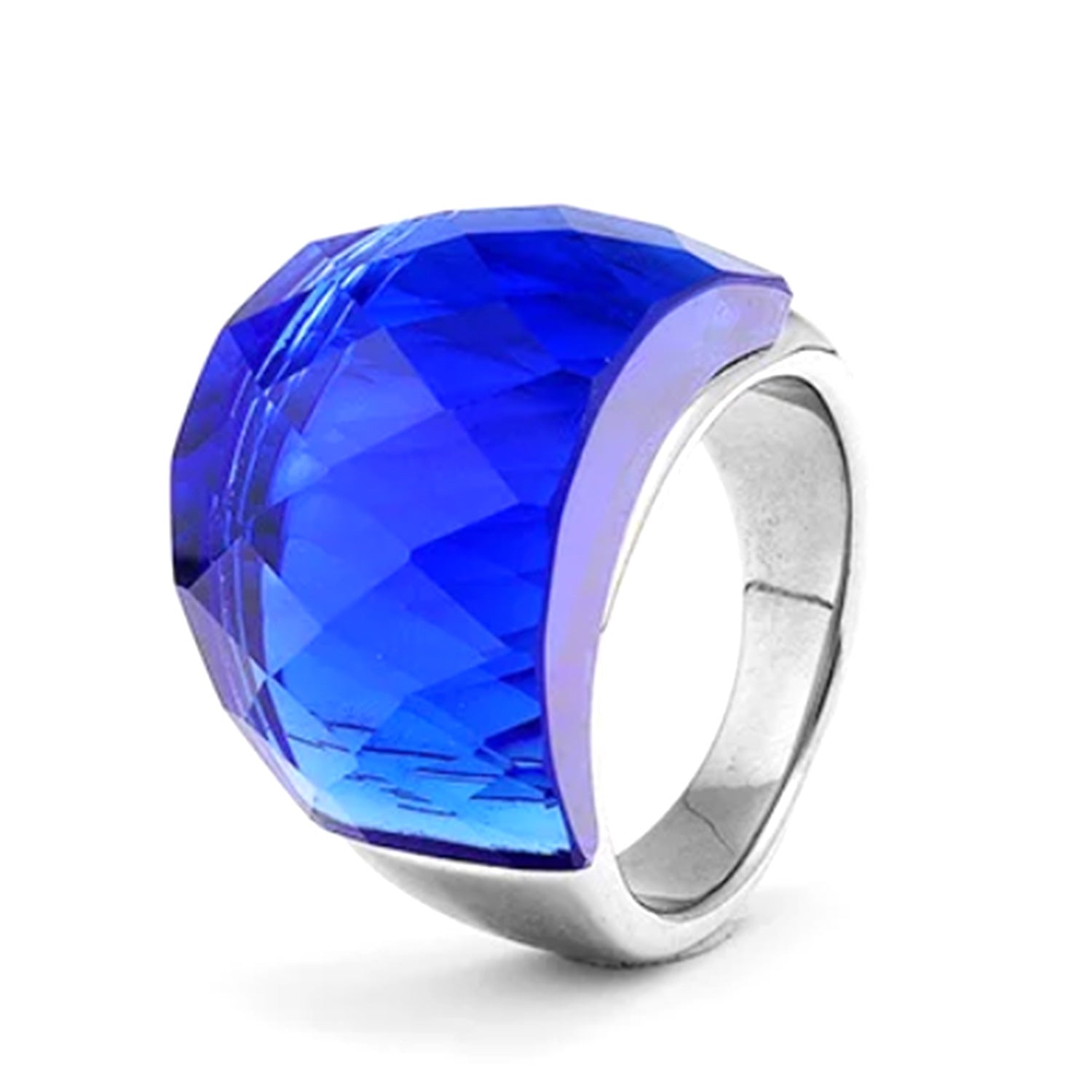 Wholesale Exaggerated Multi-color Translucent Gemstone Titanium Steel Ring ACC-RS-Hait002