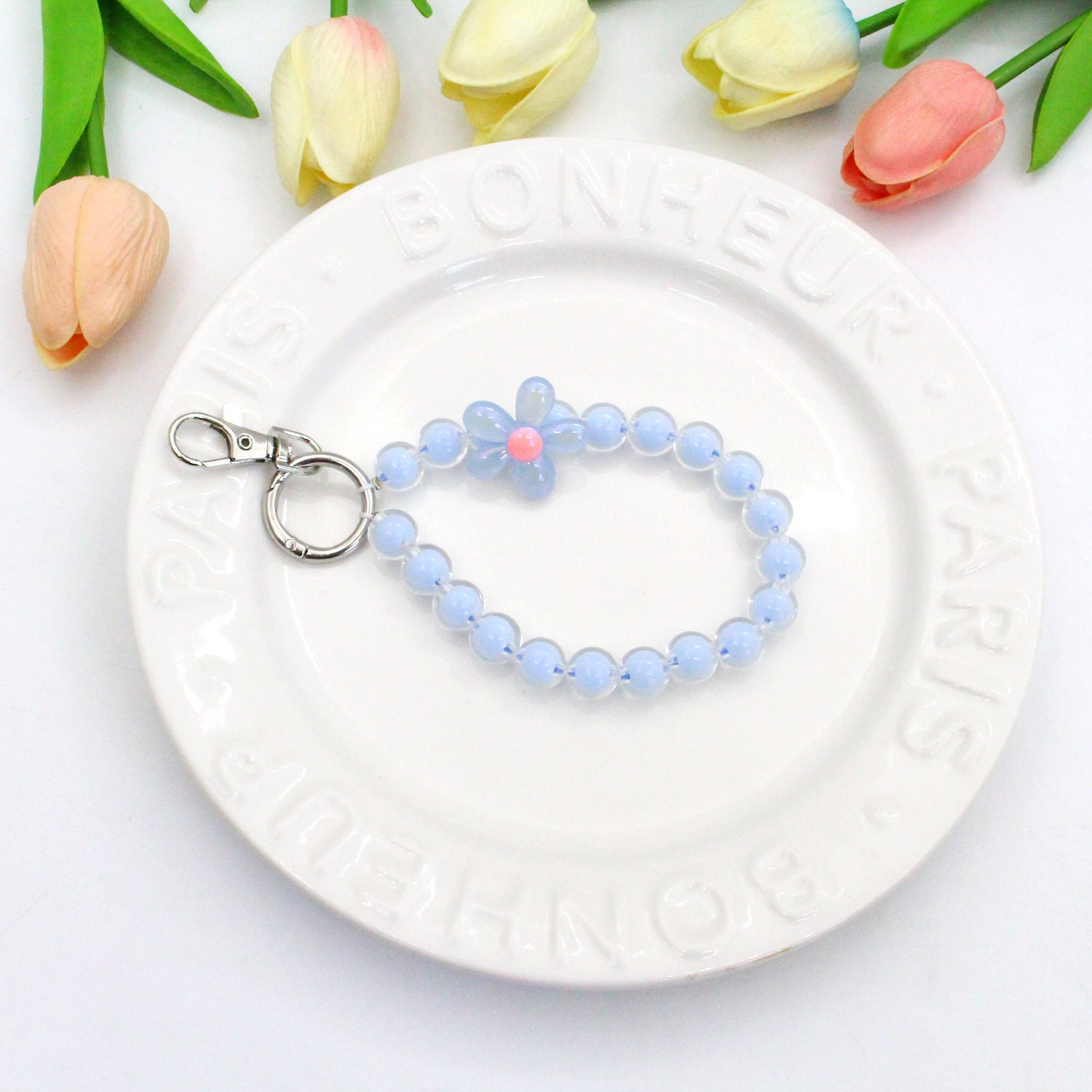 Wholesale Creative Candy Color Flower Beads Lanyard Keychains ACC-KC-Jiuxing005