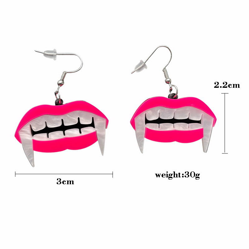 Wholesale Halloween Asymmetric Glitter Letter Horror Pumpkin Knife Ghost Skull Skeleton Spider Acrylic Exaggerated Earrings