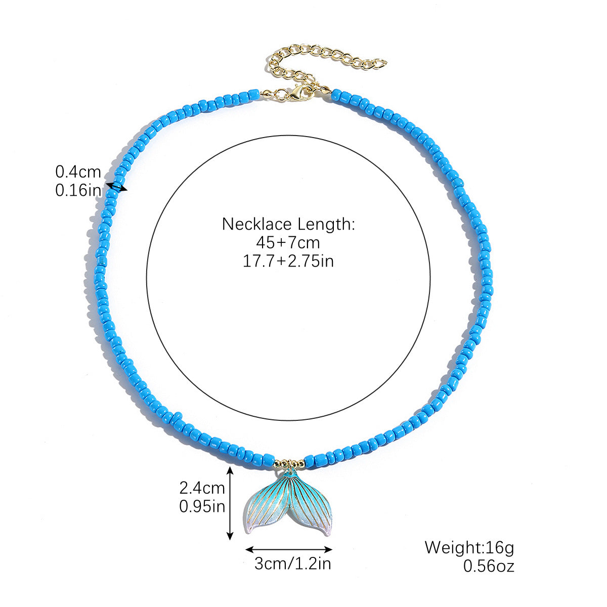 Wholesale Beach Ocean Style Fishtail Shell Pendant Necklace