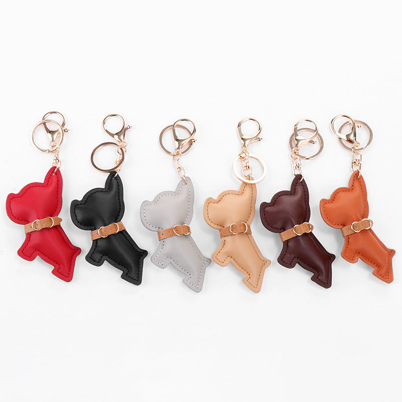 Wholesale Chic Black PU Leather Cartoon Dog Keychain Car Key Accessory Bag Charm Gift