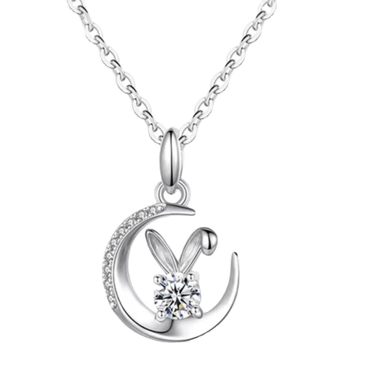 Wholesale 925 sterling silver moon rabbit necklace