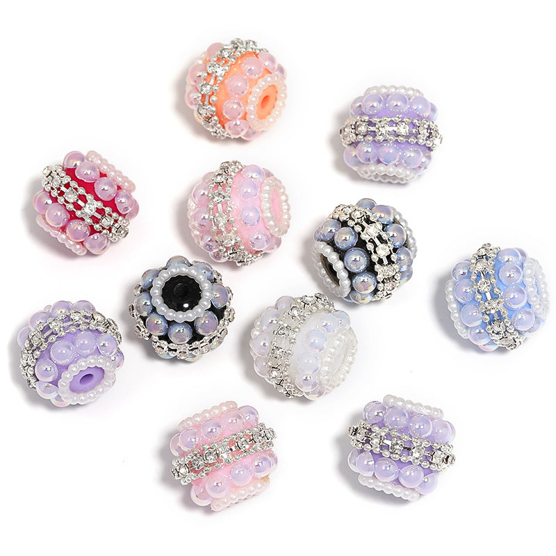 Wholesale 5pcs Heavy Color Pearl Diamond Ball Beaded Rhinestone Chain Full Diamond Beads Diy Accessories ACC-BDS-BLG093