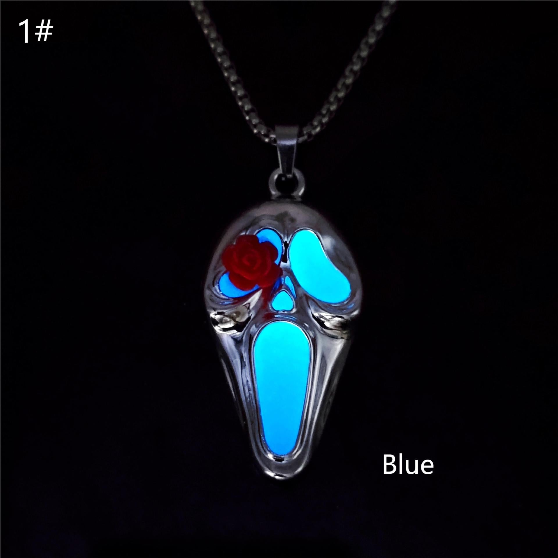 Wholesale   Exaggerated Luminous Skull Pendant  Necklace