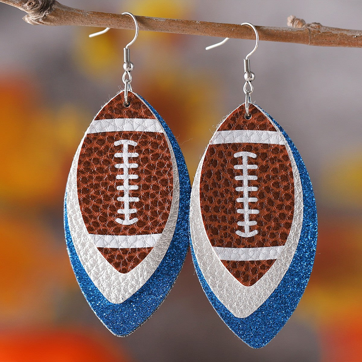 Wholesale Teardrop-shaped football acrylic leather earrings
