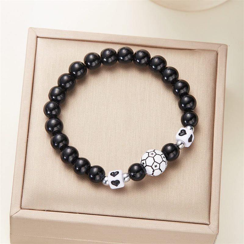 Wholesale volleyball ball bracelet sporty football black rope woven resin bracelet