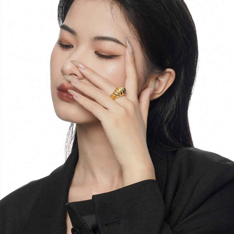 Wholesale S925 Sterling Silver Silkworm Chrysalis Shape Open Rings ACC-RS-YWE011