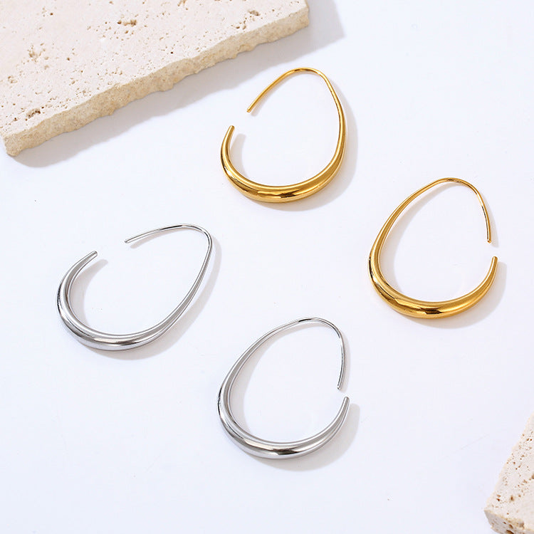 Wholesale European Style Egg-Shaped Electroplated Stainless Steel Earrings Fashion Accessory