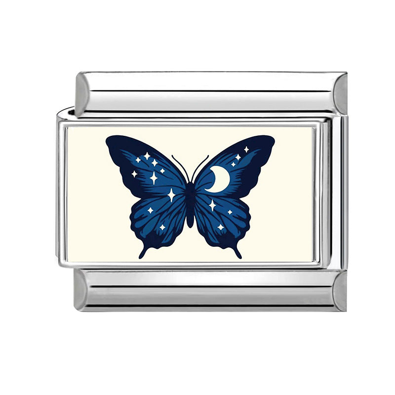 Wholesale DIY Creative Patchwork Floral Butterfly Guitar Modular Bracelet Stainless Steel Jewelry Accessory
