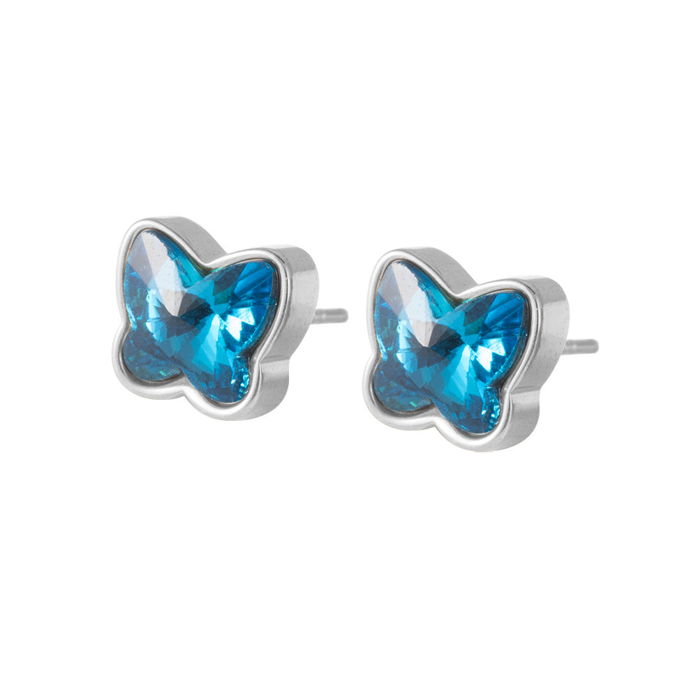 Wholesale Gold Plated Stainless Steel Butterfly Earrings Colorful Details Women Jewelry Accessory