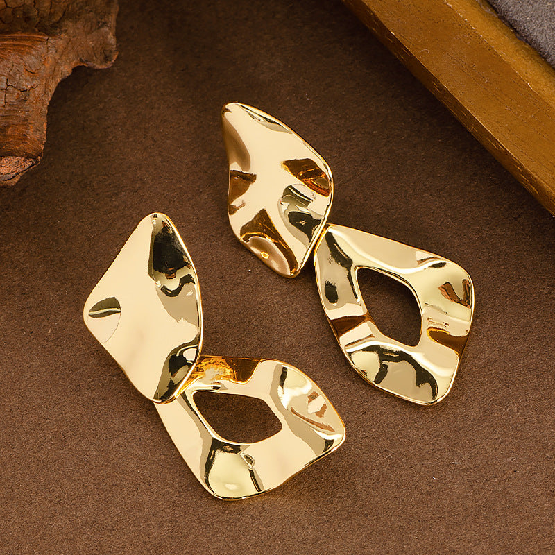 Wholesale  exaggerated  irregular geometric bright face earrings