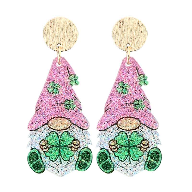 Wholesale 2 pairs/pack Acrylic St.  Patrick' s Day glitter boots and butterfly earrings