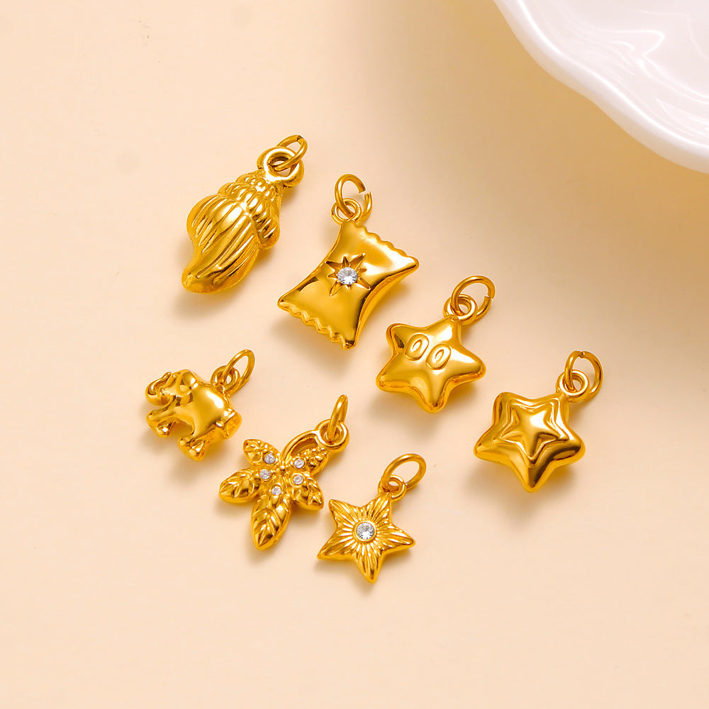 Wholesale Geometric Elephant Zircon Pendant Titanium Steel Gold Plated DIY Jewelry Accessory Fashion Charm For Party Gift And Boutique Resale