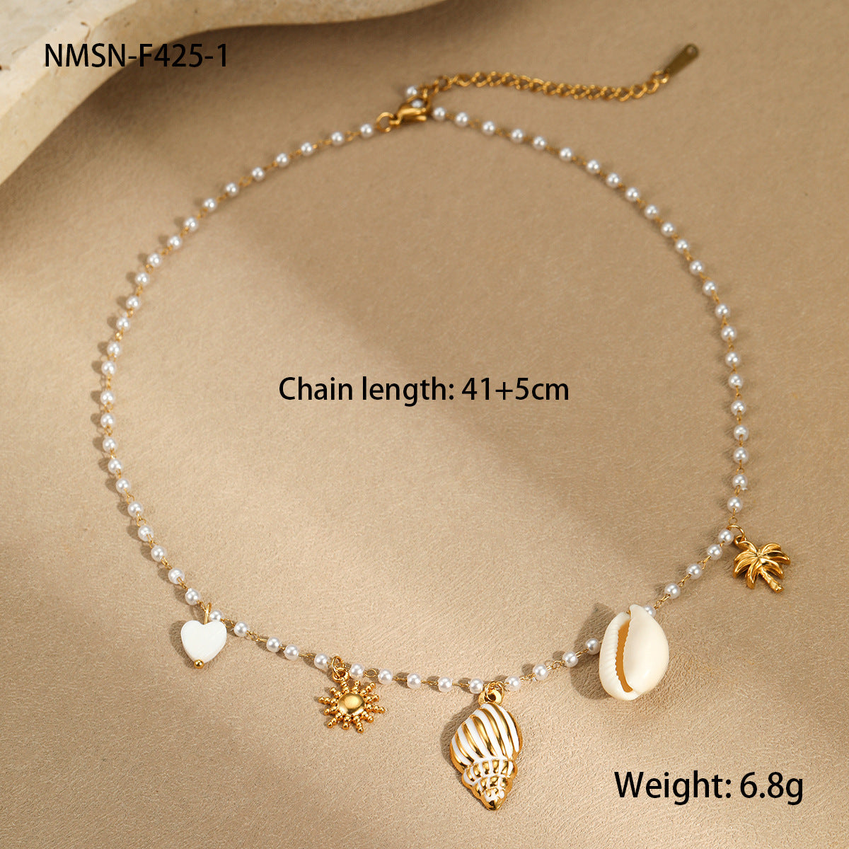 Wholesale marine elements stainless steel  pearl necklace