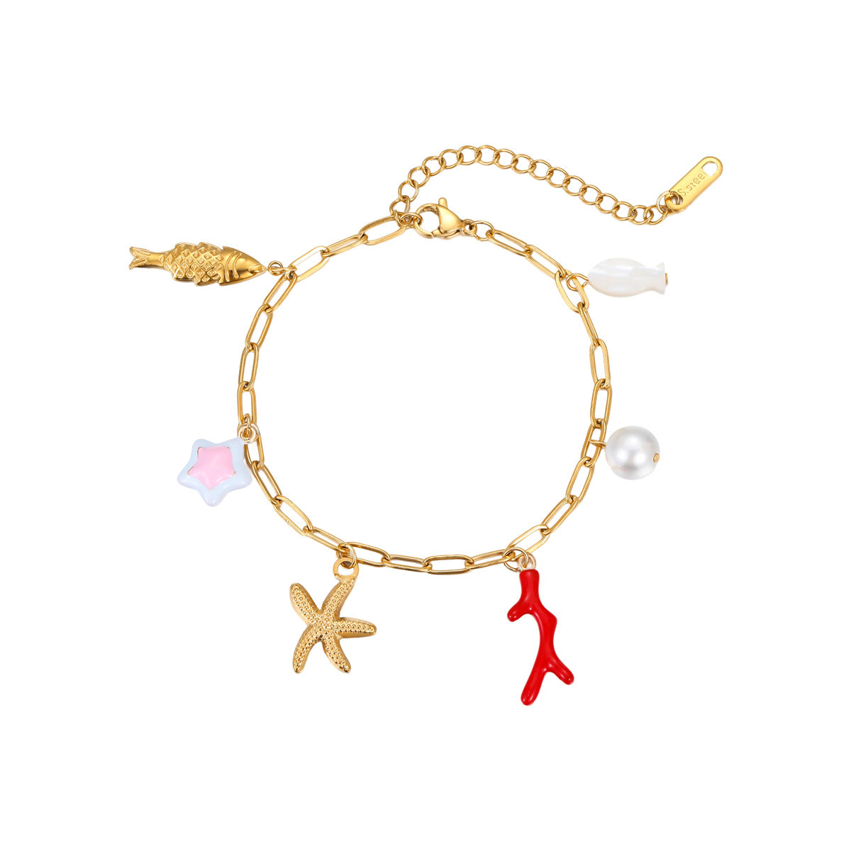 Wholesale Stainless steel Ocean Beach  Ceramic Pendant Bracelet Necklace  Jewelry