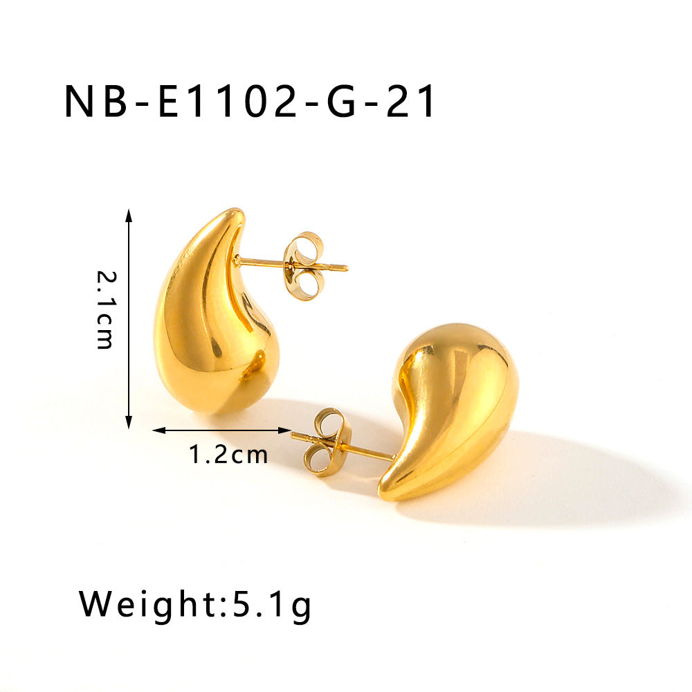 Wholesale Hollow Water Drop Earrings 18K Gold Plated Glossy Stainless Steel Earrings ACC-ES-Xiny011