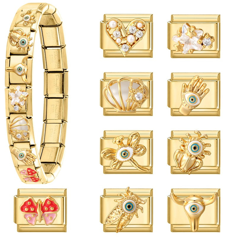 Wholesale Italian Charm Bracelet 9mm DIY Splicing Cute Creative Stainless Steel Composable Bracelet