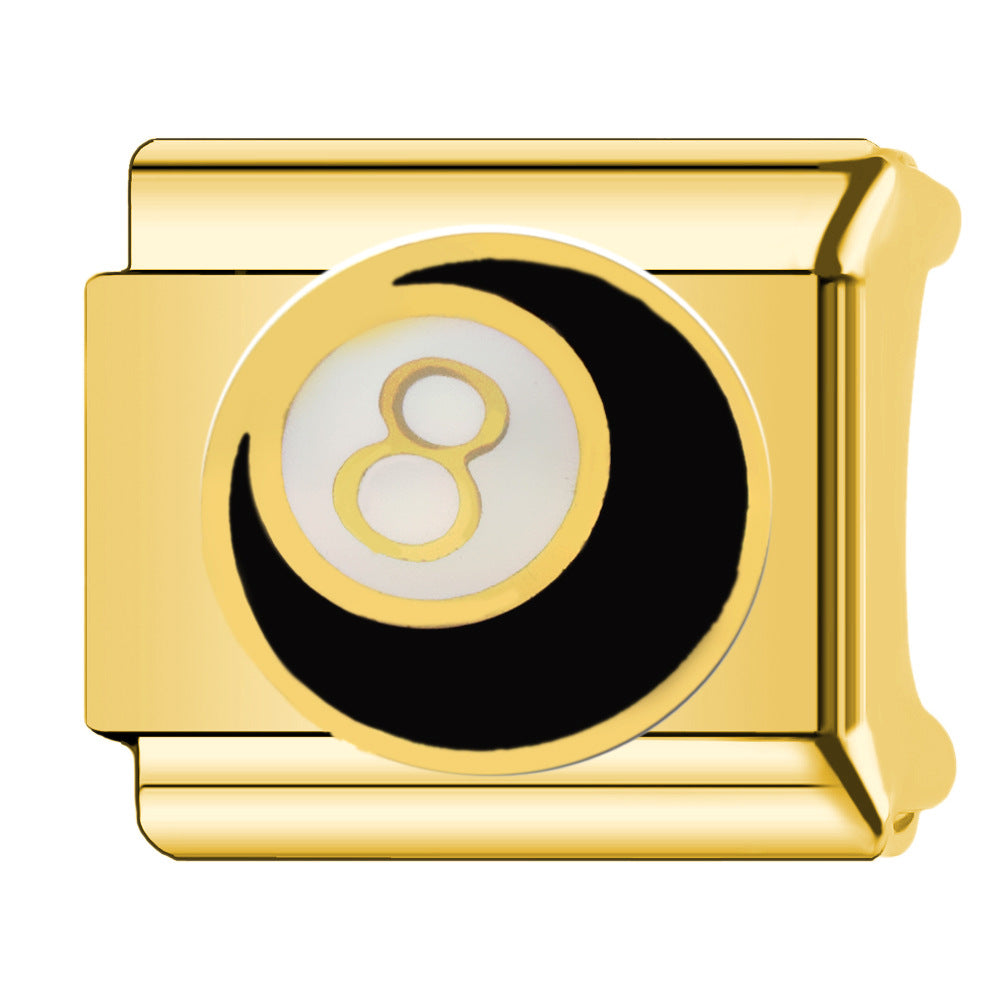 Wholesale  Italian Charm Bracelet 9mm DIY  Black 8 Flame Style  Creative Stainless Steel Composable Bracelet