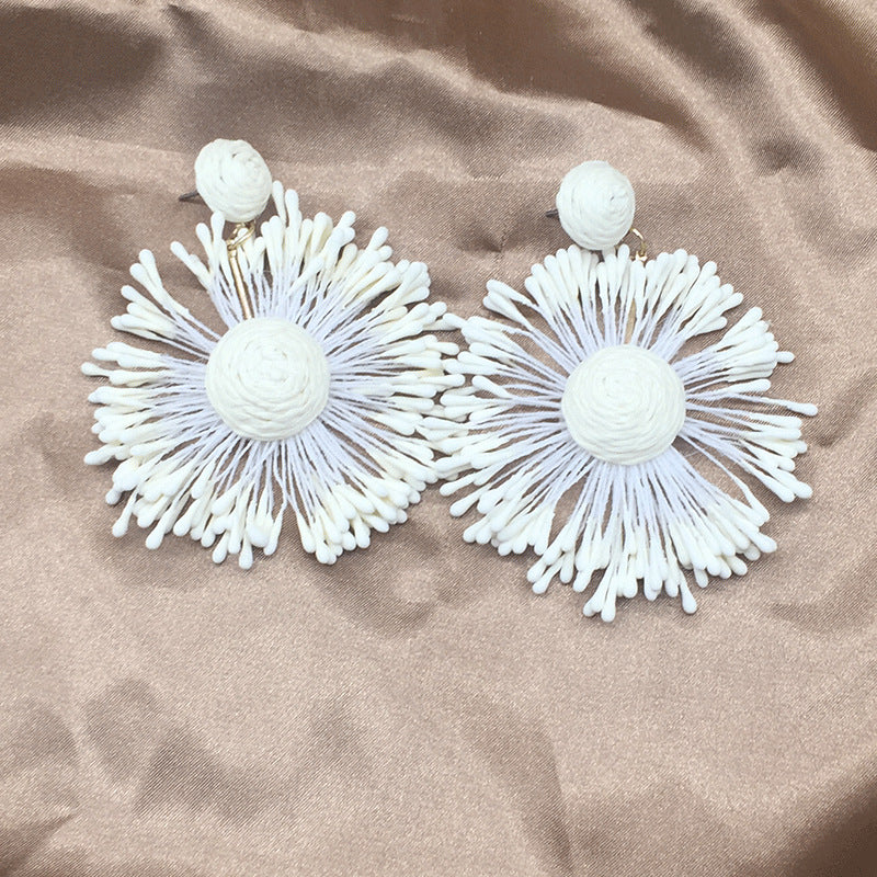 Wholesale Beach Vacation Handmade Woven Raffia Starfish Earrings ACC-ES-KangD006