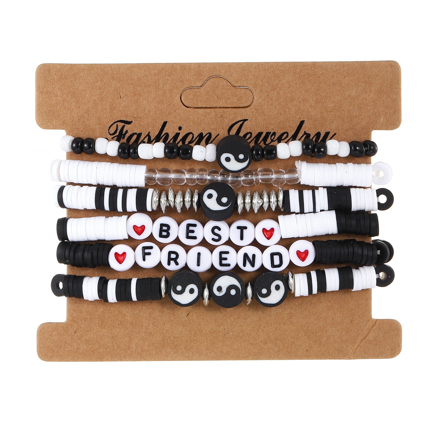 Wholesale Summer Colorful Soft Clay Pieces Smiling Face Beaded Elastic Bracelet Set ACC-BT-MY004