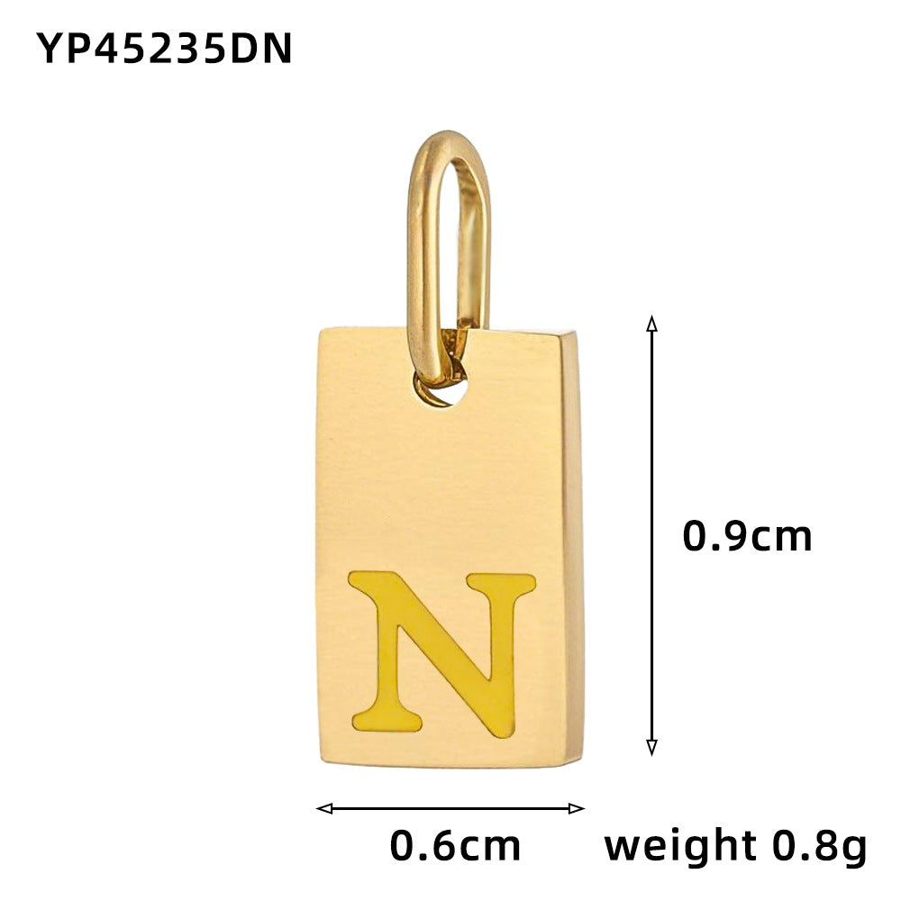 Wholesale 26 oil drops English letters stainless steel gold-plated DIY pendant