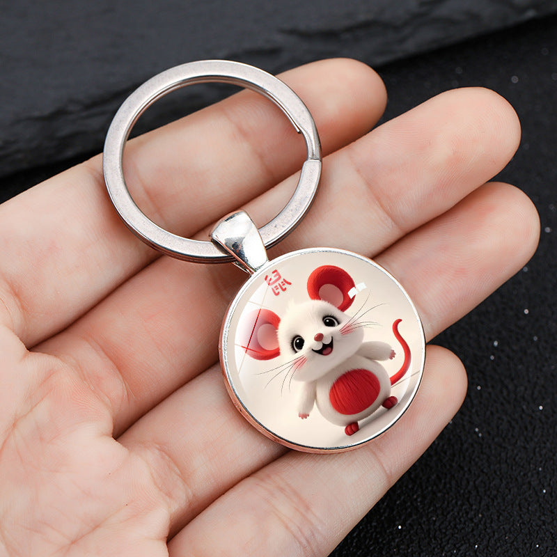 Wholesale Round keychain with zodiac pattern