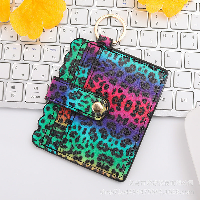 Wholesale Independence Day Cow Print Leopard Print PU Pickup Bag Keychain ACC-KC-MiQiu004