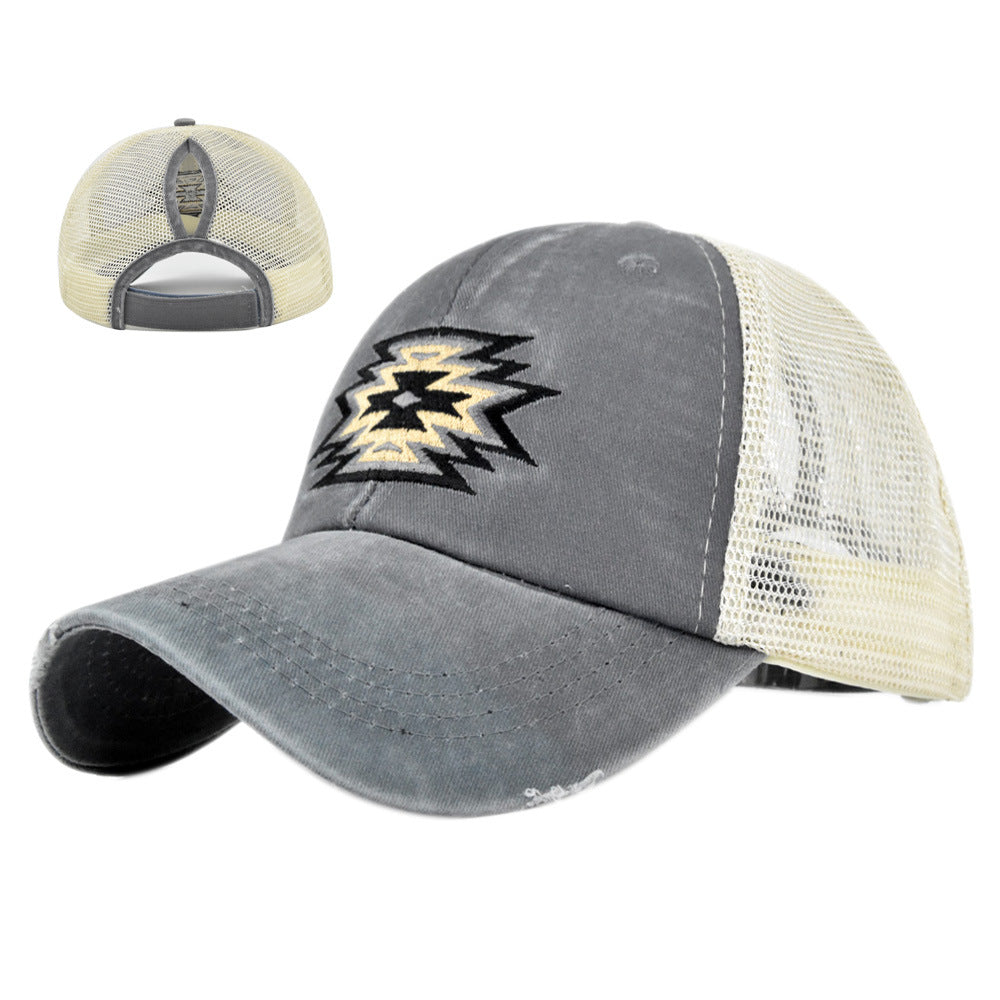 Wholesale Embroidered Mesh Cap Ponytail Hole Embroidered Baseball Cap ACC-HT-YMX015