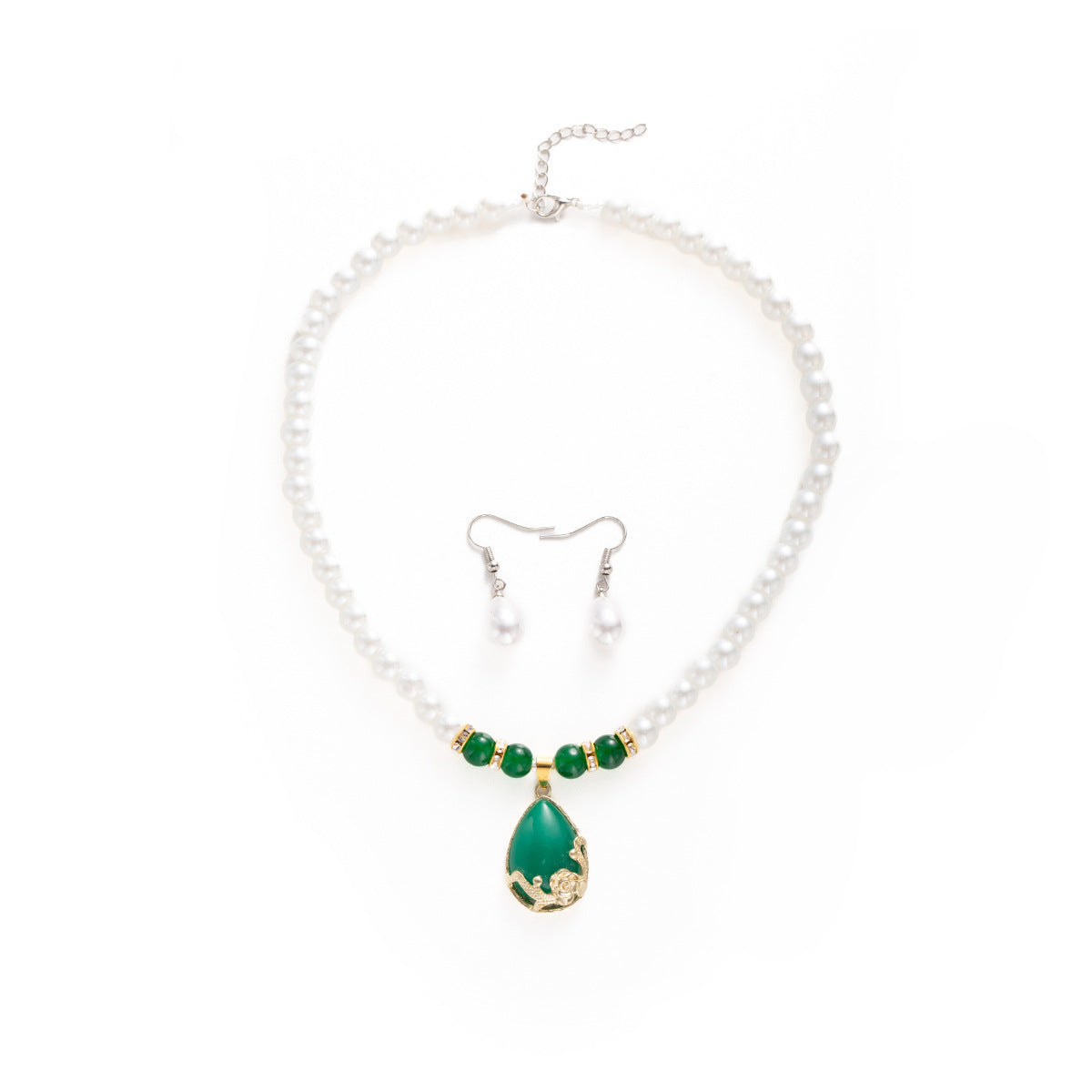 Wholesale three-piece suit anti-pearl earring collar necklace chain jewelry suit