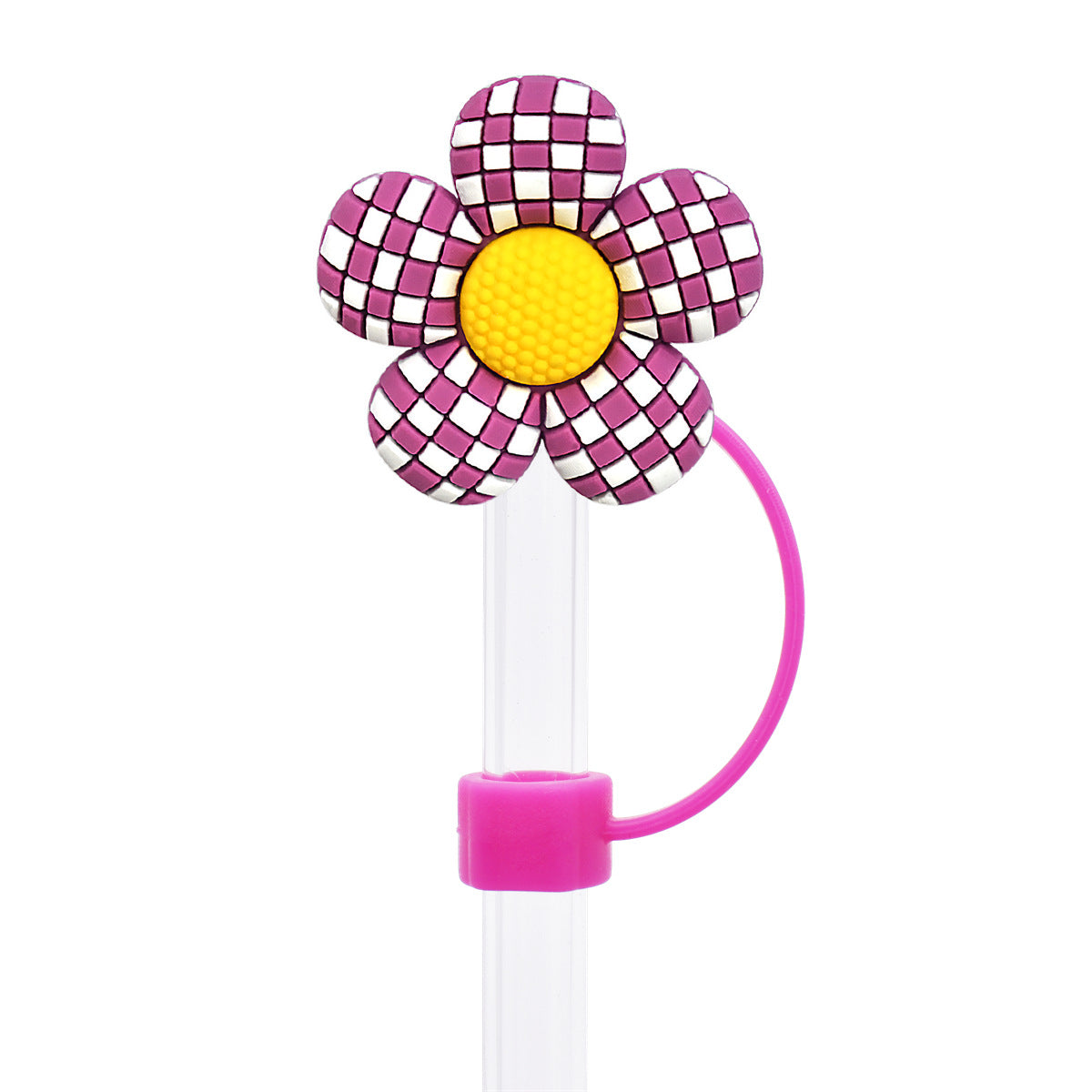 Wholesale Random 100pcs Flower Series 10mm PVC Soft Straw Tube Cap