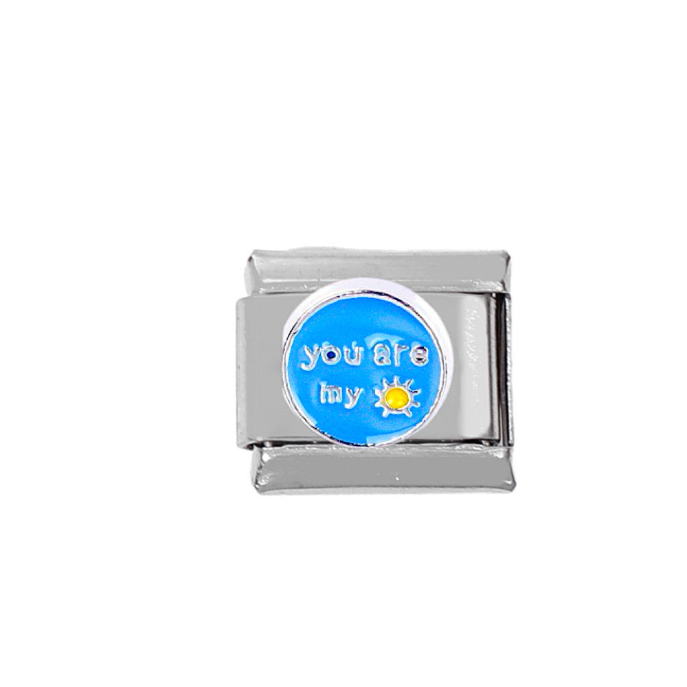 Wholesale 5pcs Italian Charm Bracelet Charm Module Stainless Steel Letter Bracelet 9mm DIY Pattern Free Stitching Detachable Composable Bracelet ACC-BT-DaLiang003