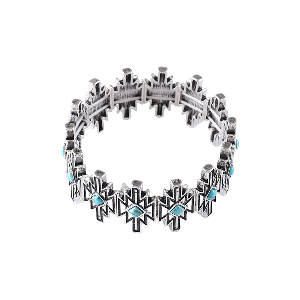 Wholesale Bohemian Style Adjustable Bracelet Turquoise Tone Zinc Alloy Electroplated Fashion Accessory