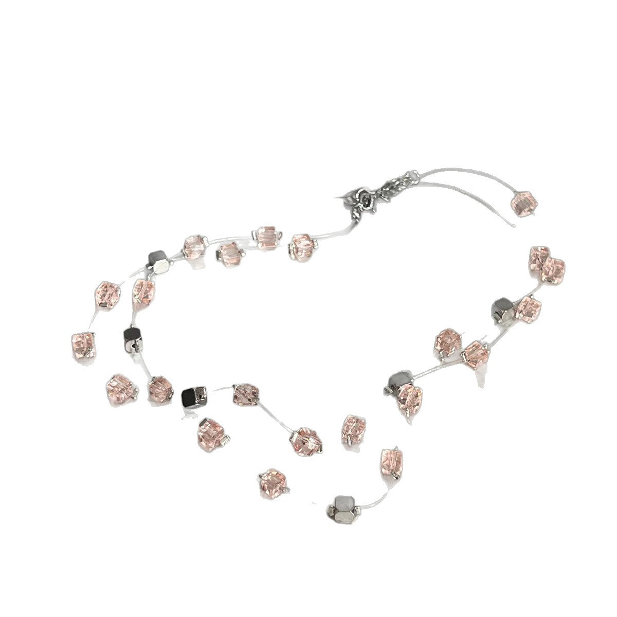 Wholesale Dopamine necklace beaded blue pink square sweater chain