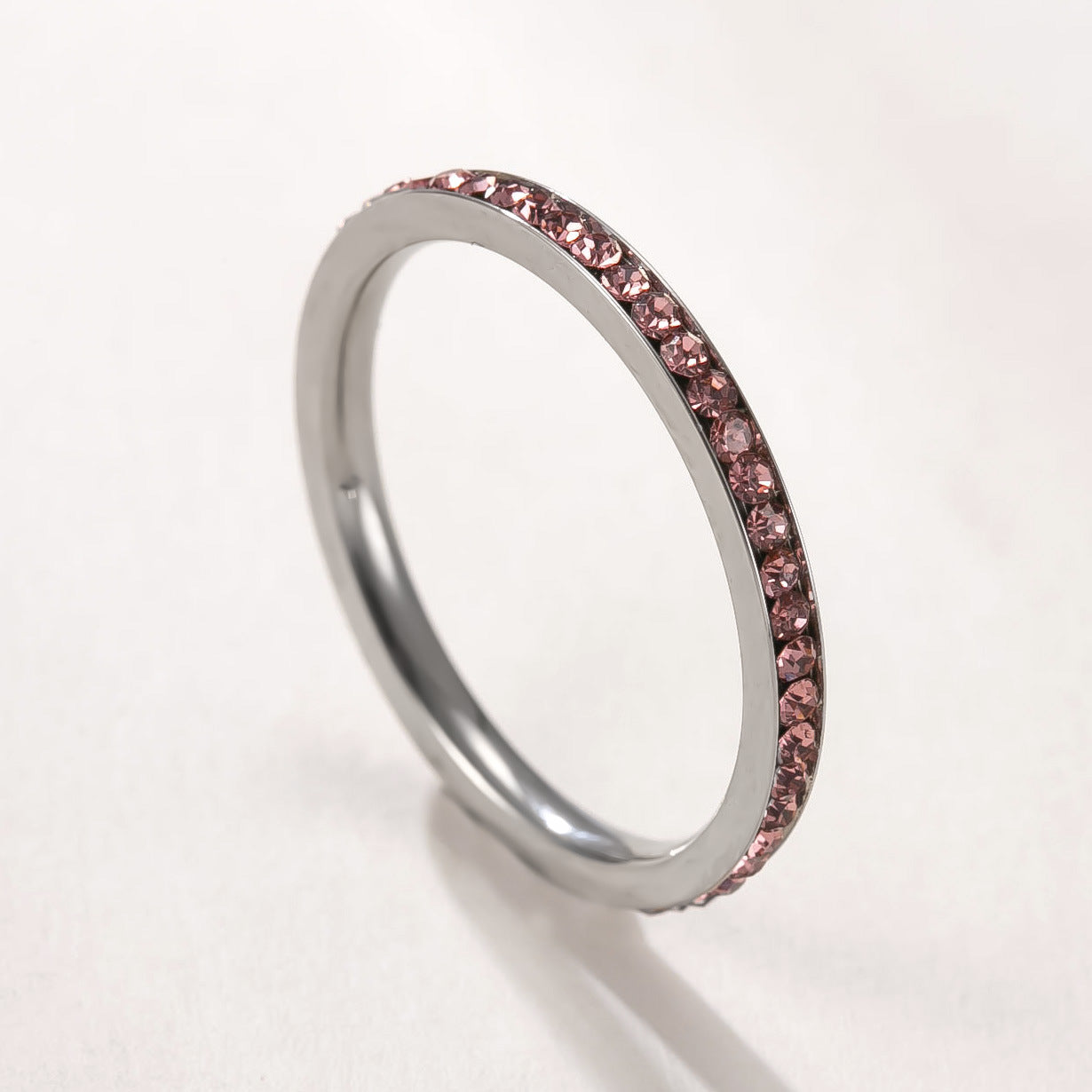 Wholesale Stainless Steel 2Mm Colored Diamond Couple Ring Chic Geometric Unisex Jewelry Accessory Gift