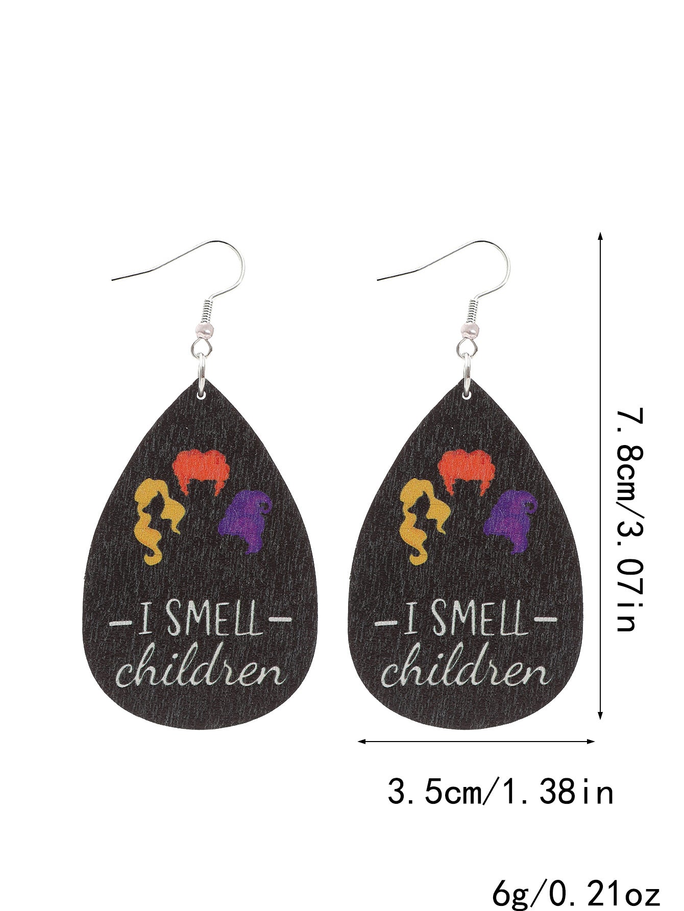 Wholesale Halloween witch hat boots hairstyle wooden  earrings