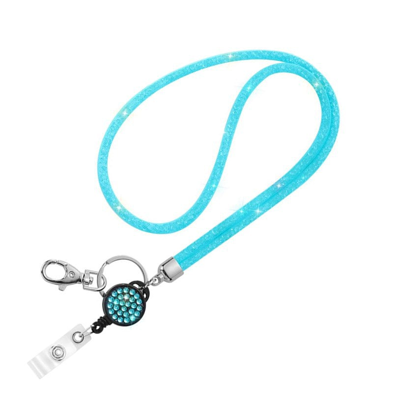 Wholesale Fishnet Rhinestone Lanyard Crystal Card Holder Lobster Keychain ACC-KC-LingYu001