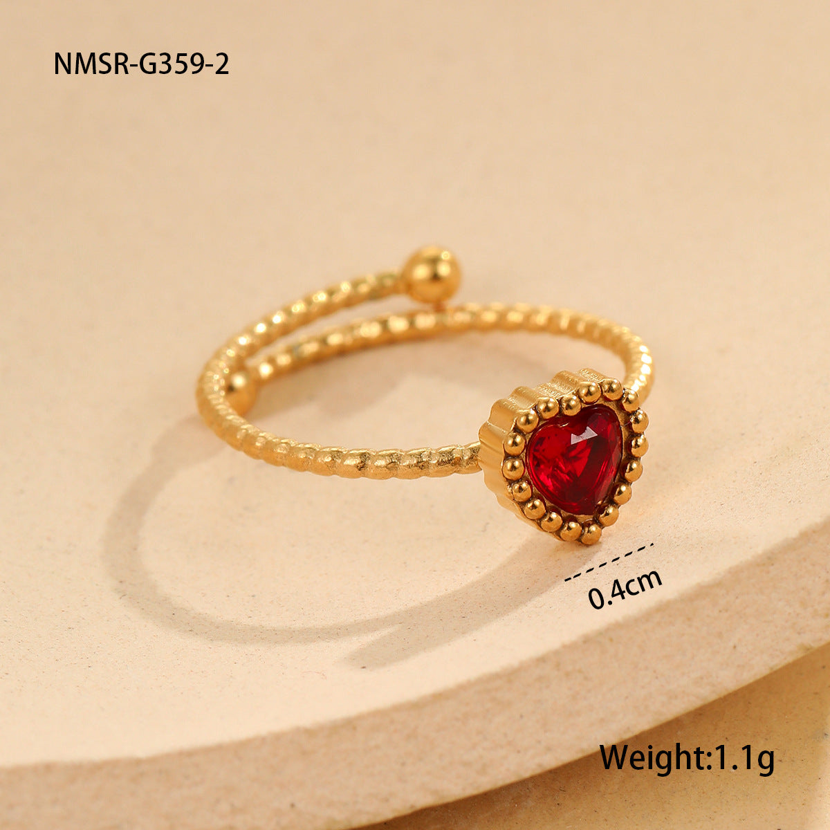 Wholesale  Retro Heart Inlaid Zircon Stainless Steel Ring
