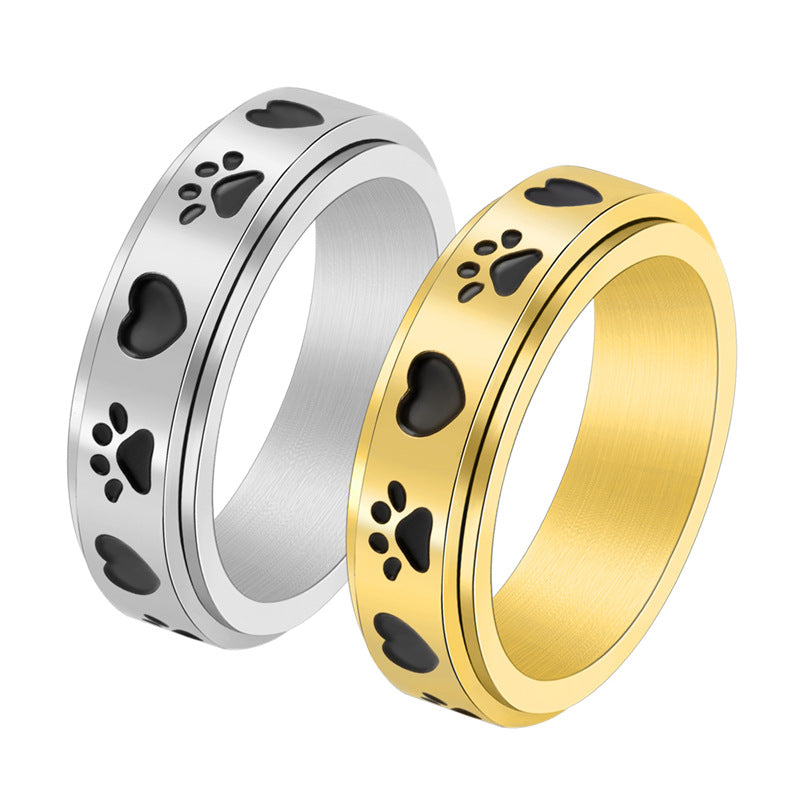 Anello girevole in acciaio inossidabile con stampa Love Dog all'ingrosso