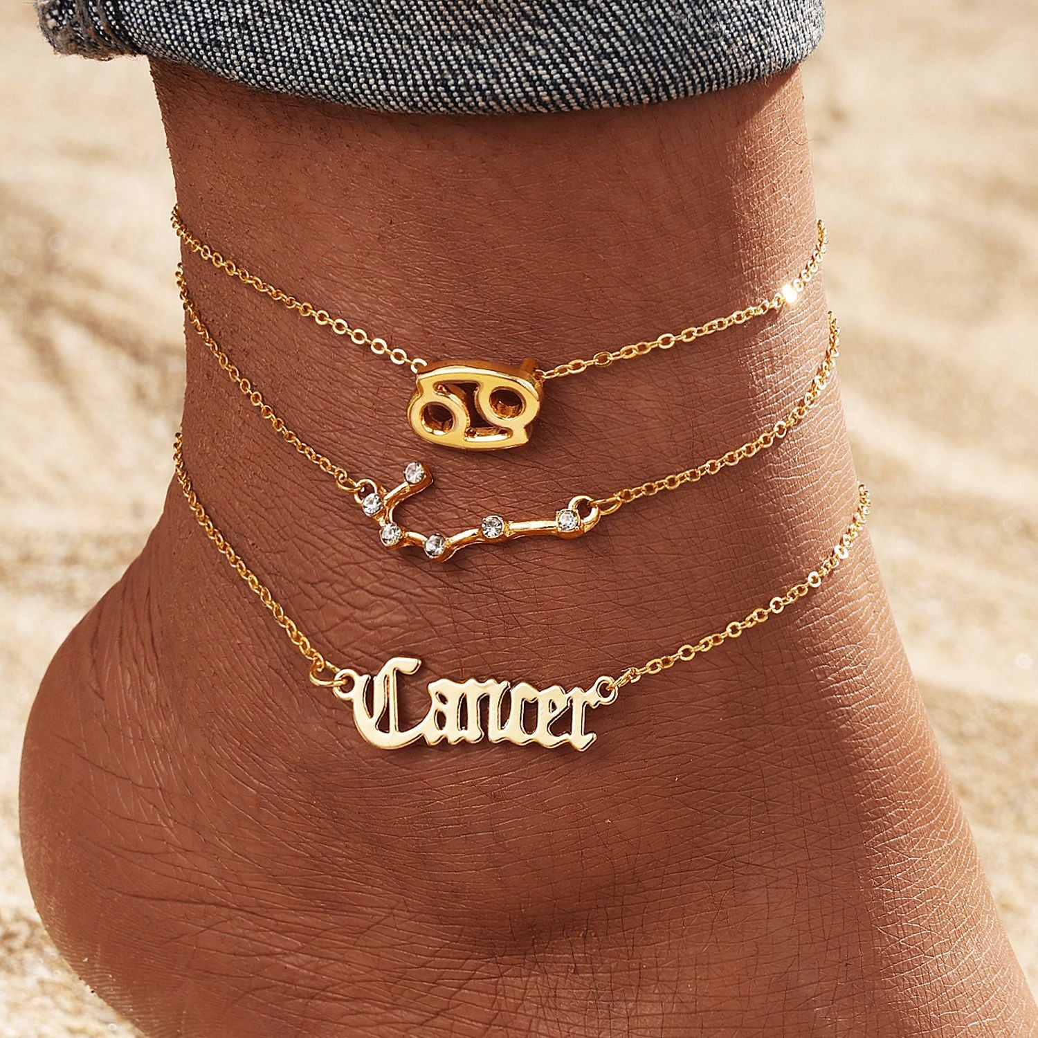 Wholesale 12-constellation alloy anklet r 12-star gold diamond-encrusted anklet